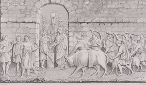 التضحية الكبرى للرومان في القيام بحرب ، نقشها ر. يونغ ، من "دين العالم" ، نشرتها أ. فولارتون أوند كو. بواسطة دبليو بيل سكوت